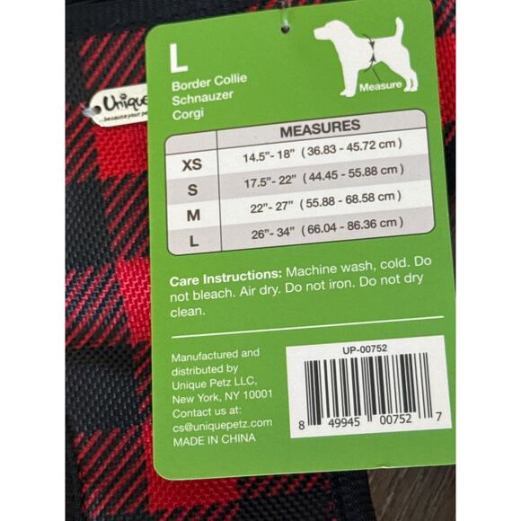 Unique Petz Chest Harnesses - Red & Black Christmas Large corgi - Picture 4 of 4